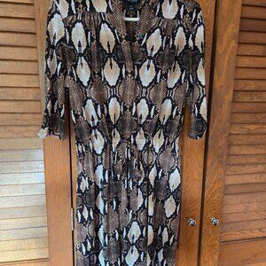 White House Black Market Women's Small Animal Print Blouson Dress